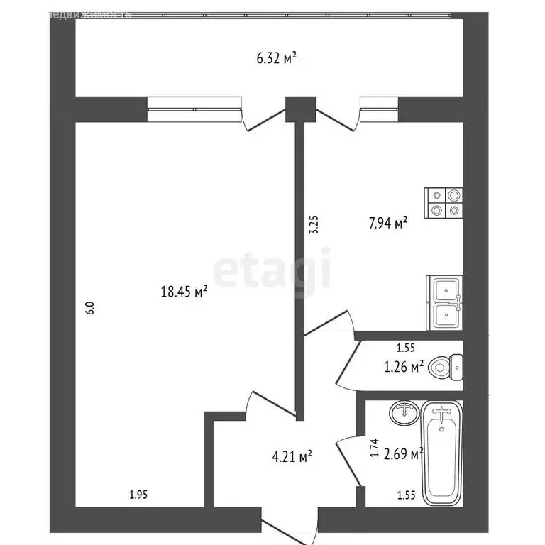 1-комнатная квартира: Рыбинск, бульвар 200 лет Рыбинска, 2 (34.3 м) - Фото 1