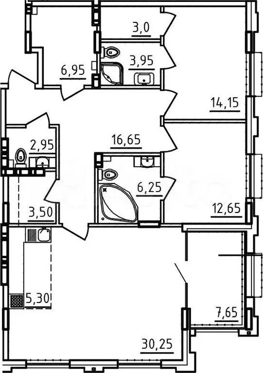 3-к. квартира, 105 м, 3/9 эт. - Фото 1