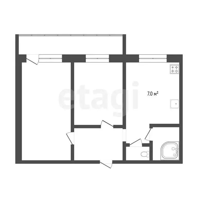 2-комнатная квартира: Тюмень, улица Газовиков, 22 (45.3 м) - Фото 1
