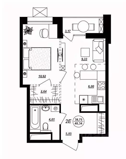 2-к кв. Хабаровский край, Хабаровск ул. Демьяна Бедного (40.34 м) - Фото 1