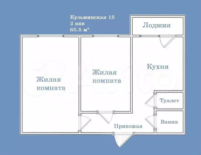 2-к. квартира, 65,4 м, 4/17 эт. - Фото 0