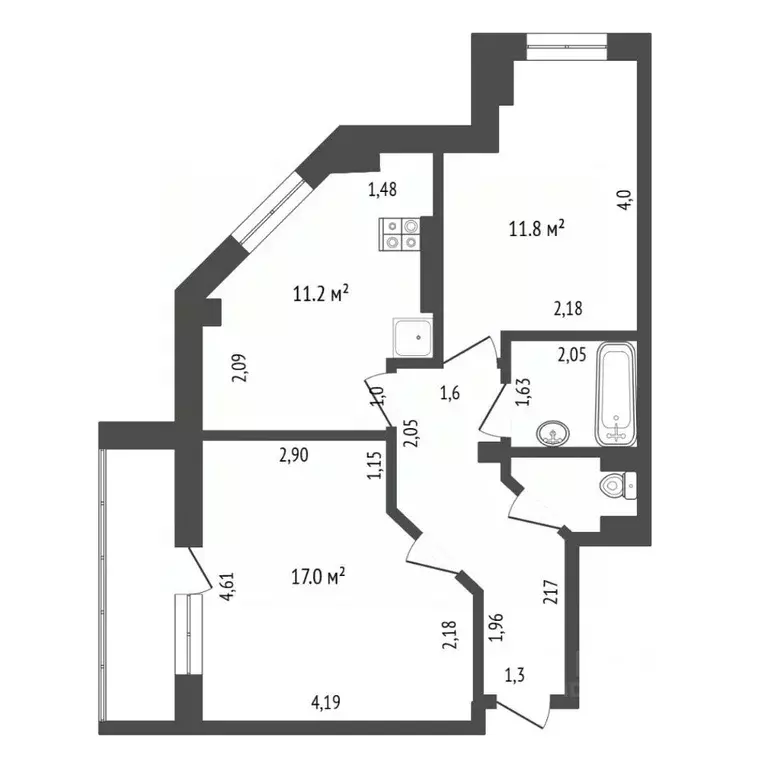 2-к кв. Тюменская область, Тюмень ул. Станислава Карнацевича, 3 (53.4 ... - Фото 2