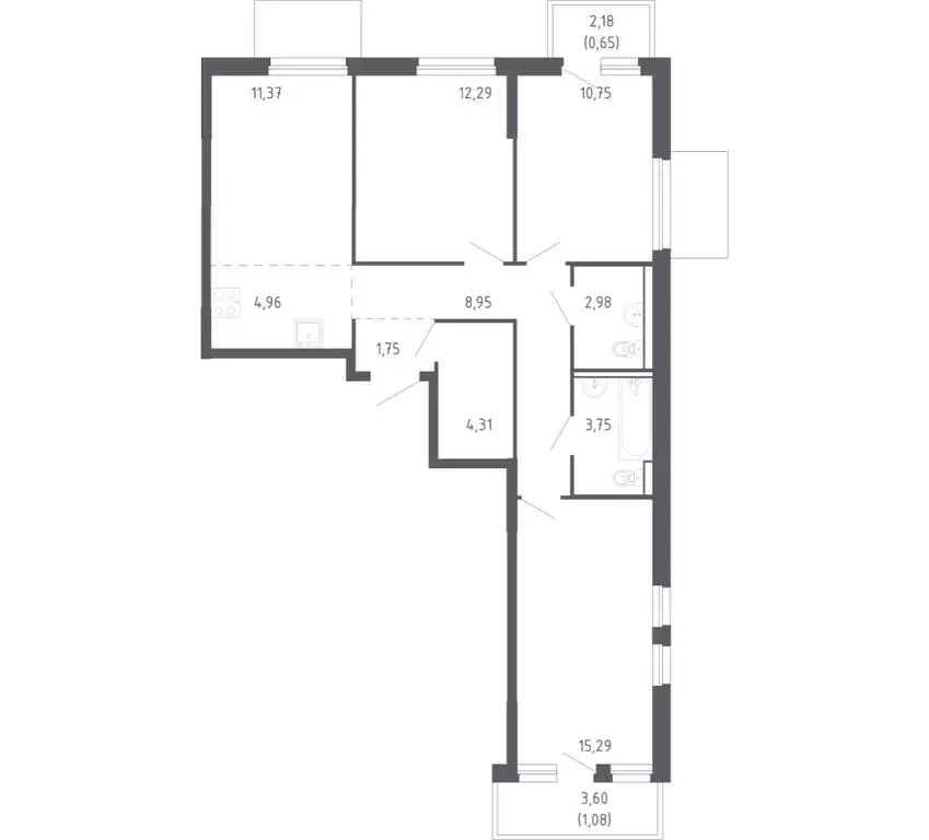3-комнатная квартира: Тюмень, улица Юрия Рогачева, 11к2 (76.8 м) - Фото 1