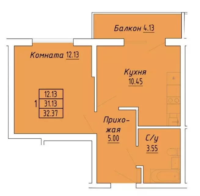 Продаётся 1-к квартира, 32.4 м - Фото 0