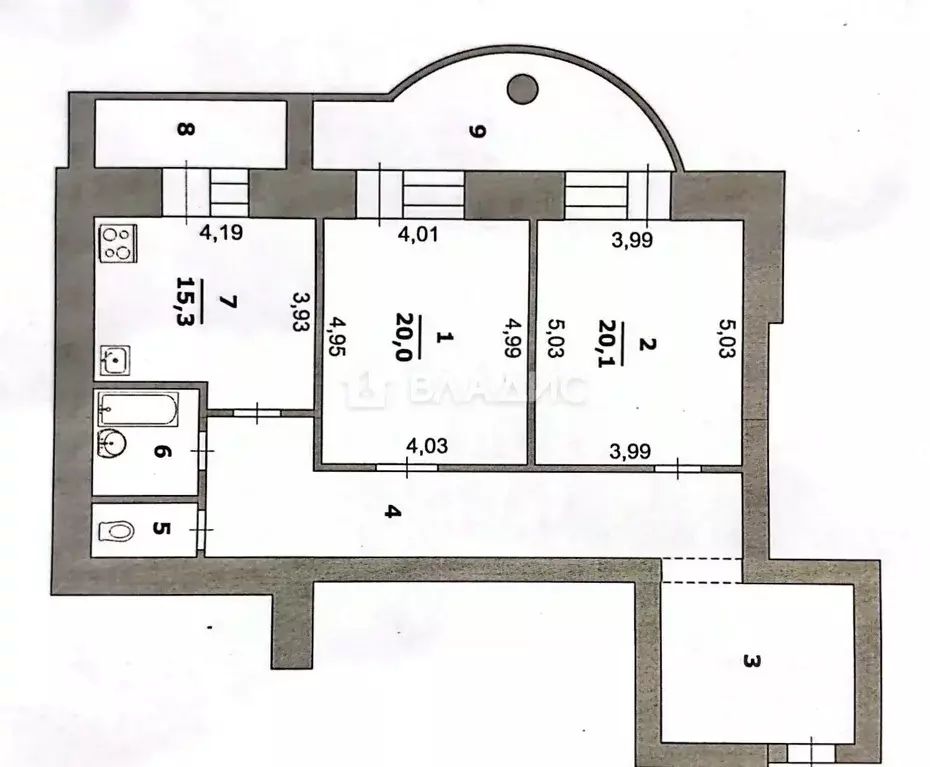 2-к кв. Белгородская область, Белгород Гостенская ул., 12 (94.2 м) - Фото 2