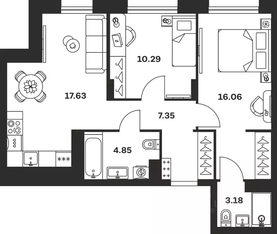 2-к кв. Тульская область, Тула ул. Самоварная, 21/1 (59.36 м) - Фото 1