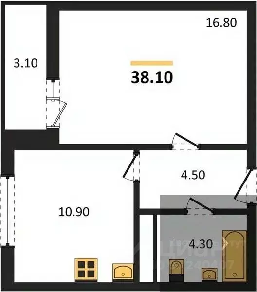 1-к кв. Воронежская область, Воронеж ул. Пескова, 8 (38.1 м) - Фото 0