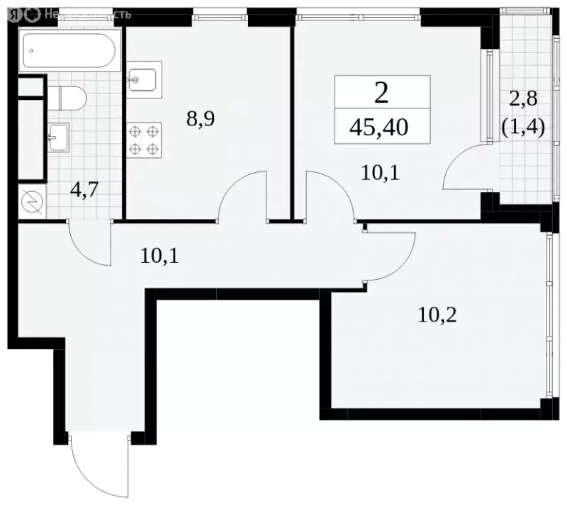 2-комнатная квартира: москва, бартеневская улица, 16 (45.4 м) - Фото 0