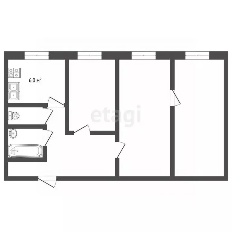 3-к кв. Московская область, Воскресенск ул. Калинина, 50/2 (56.6 м) - Фото 2