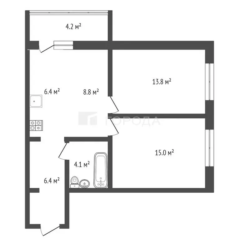 3-комнатная квартира: Обь, Октябрьская улица, 3 (55 м) - Фото 0