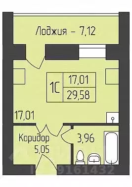 Студия Новосибирская область, Новосибирск ул. Юности, 9 (29.58 м) - Фото 0