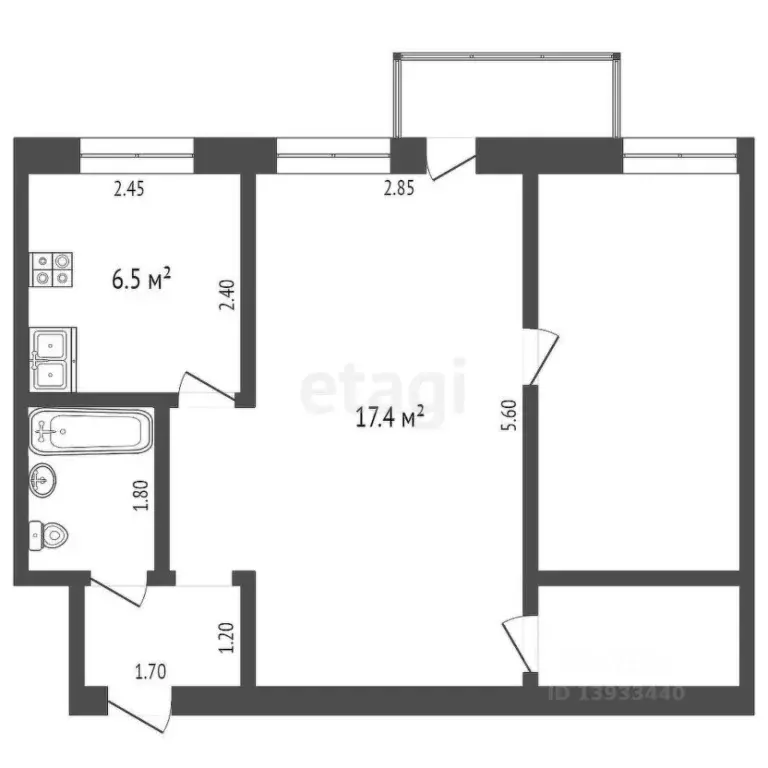 2-к кв. Тюменская область, Тюмень ул. Калинина, 9 (40.9 м) - Фото 2