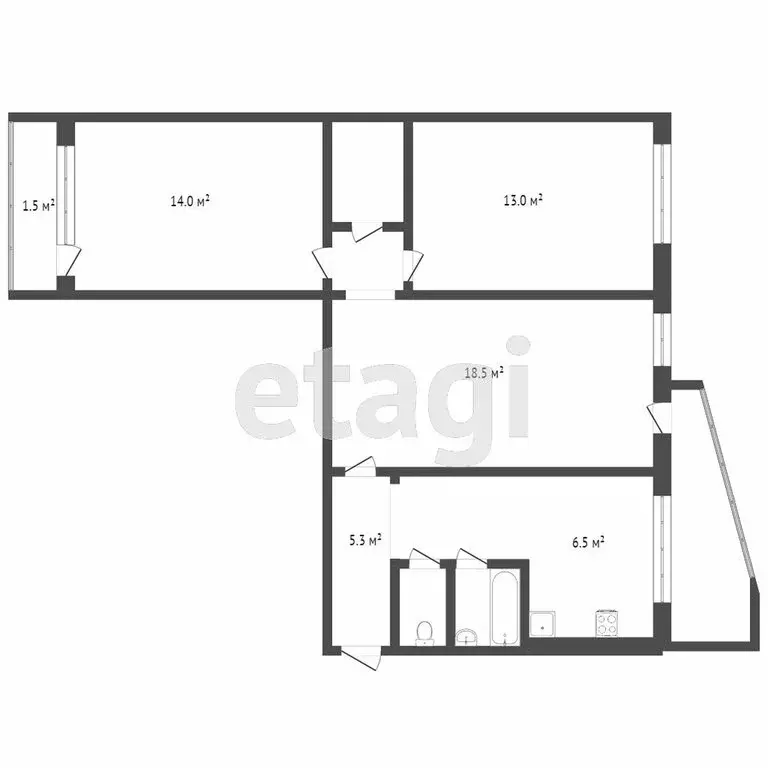 3-комнатная квартира: Саранск, улица Косарева, 41к2 (64.1 м) - Фото 1