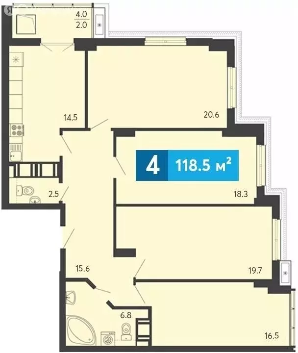 4-комнатная квартира: Засечное, Прибрежный бульвар, 5 (118.5 м) - Фото 0
