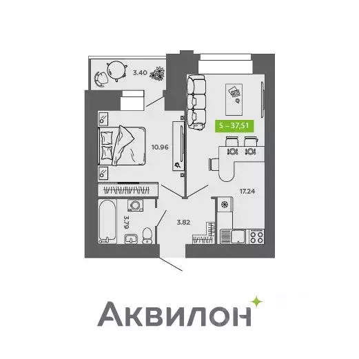 1-к кв. Архангельская область, Северодвинск  (37.51 м) - Фото 0