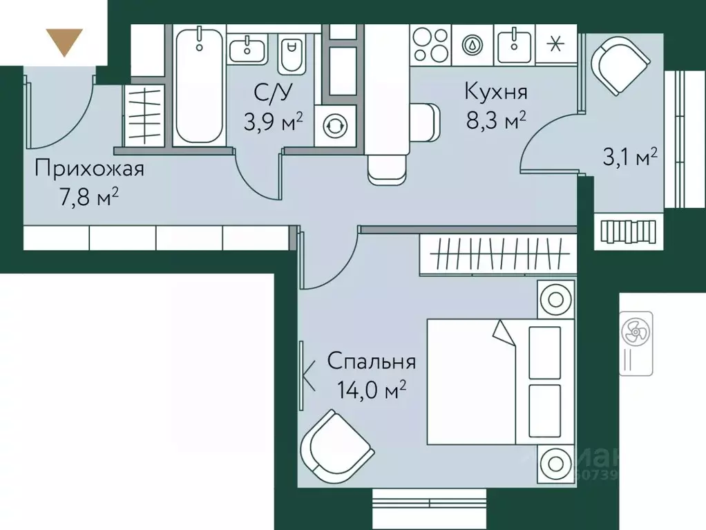 1-к кв. Волгоградская область, Волгоград Новосибирская ул., 74 (37.1 ... - Фото 0