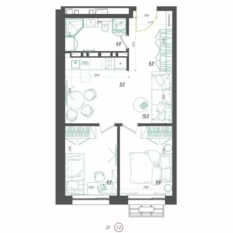 1-комнатная квартира: Владивосток, улица Невельского, 4с2 (44.5 м) - Фото 1