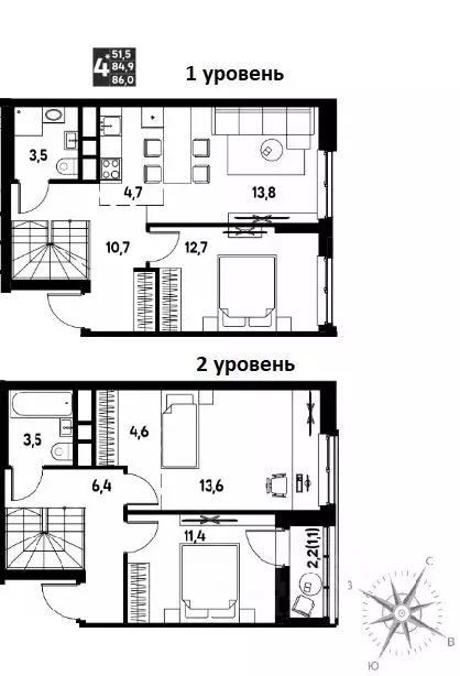 Студия Пермский край, д. Кондратово просп. Дягилева, 3 (86.0 м) - Фото 1