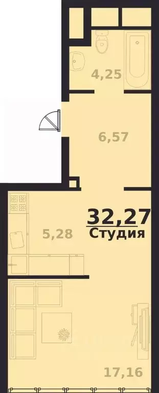 1-к кв. Ульяновская область, Ульяновск просп. Генерала Тюленева, 32к2 ... - Фото 0