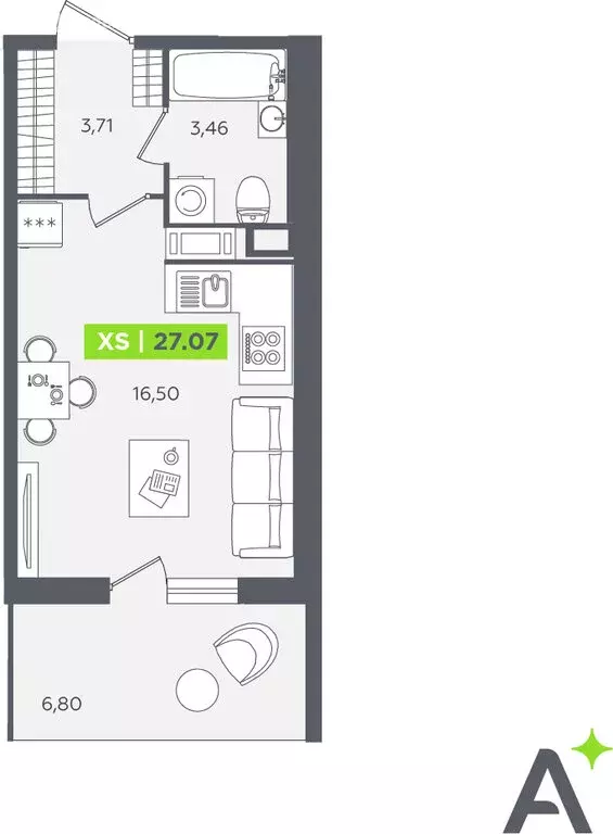 Квартира-студия: Кудрово, Солнечная улица, 10к1 (25.4 м) - Фото 1