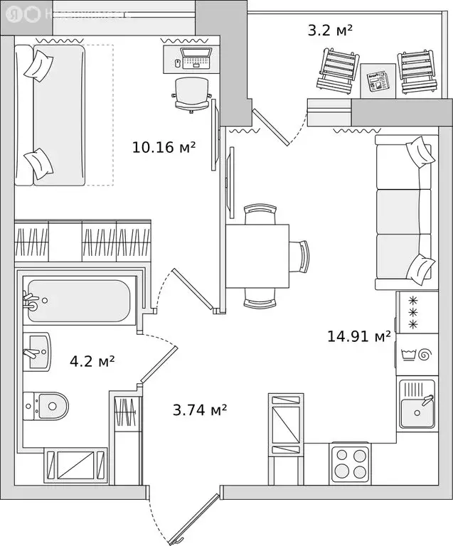 1-комнатная квартира: посёлок Бугры, Тихая улица, 5к2 (32.8 м) - Фото 0