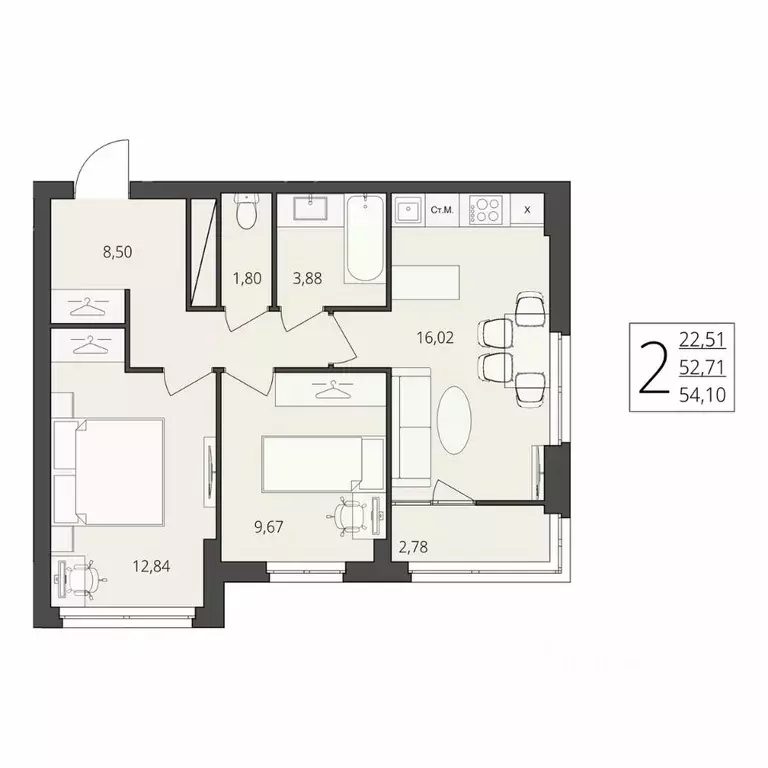 2-к кв. Волгоградская область, Волгоград ул. Степана Разина, 25/1 ... - Фото 0