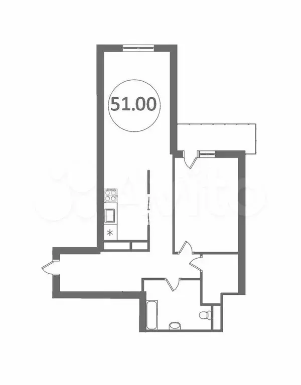 1-к. квартира, 51 м, 8/15 эт. - Фото 0