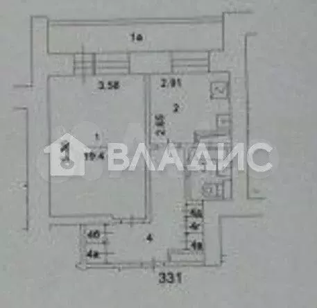 1-к. квартира, 38,3 м, 9/9 эт. - Фото 0