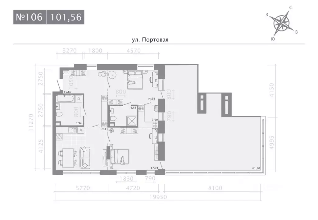2-к кв. Татарстан, Казань Живи на Портовой жилой комплекс (101.56 м) - Фото 1