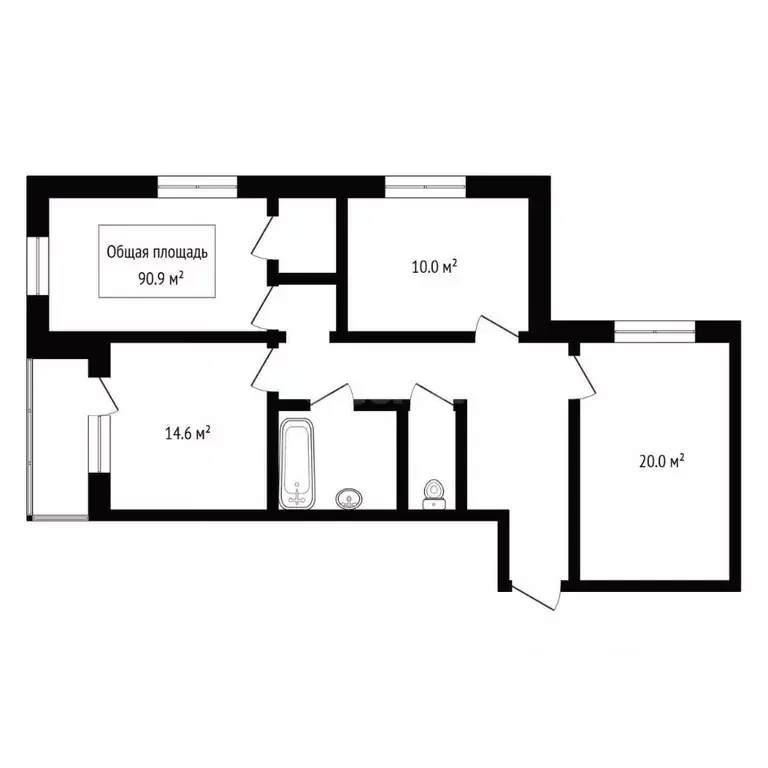 3-к кв. Новосибирская область, Бердск ул. Рогачева, 18А (90.9 м) - Фото 2