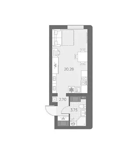 Квартира-студия: Санкт-Петербург, улица Морской Пехоты, 22к2 (26.73 м) - Фото 1