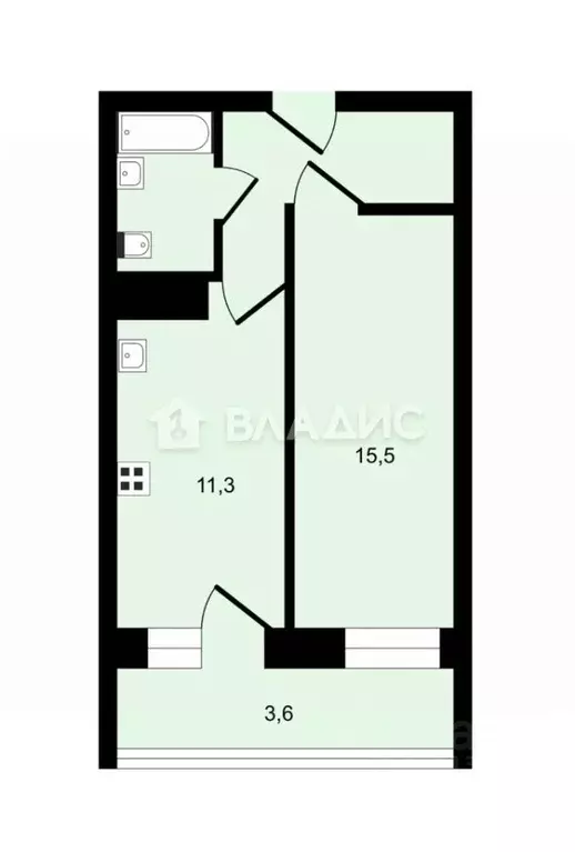 1-к кв. Владимирская область, Владимир Северная ул., 2А (40.0 м) - Фото 1