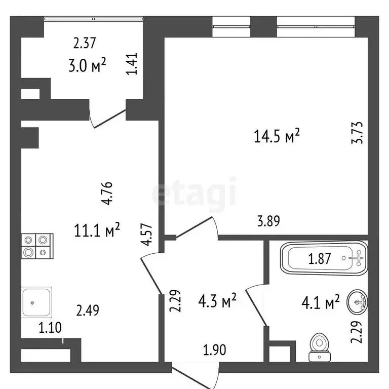 1-комнатная квартира: Калининград, Мирная улица, 1к2 (37 м) - Фото 0