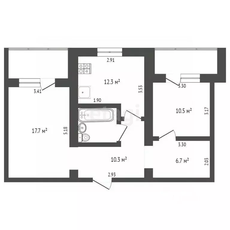 2-к кв. Тюменская область, Тюмень Минская ул., 65к1 (61.1 м) - Фото 1