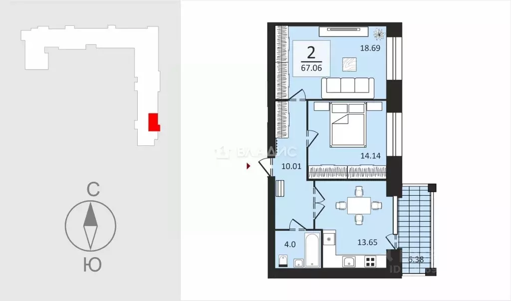 2-к кв. Владимирская область, Владимир Коммунар мкр, Центральная ул., ... - Фото 2