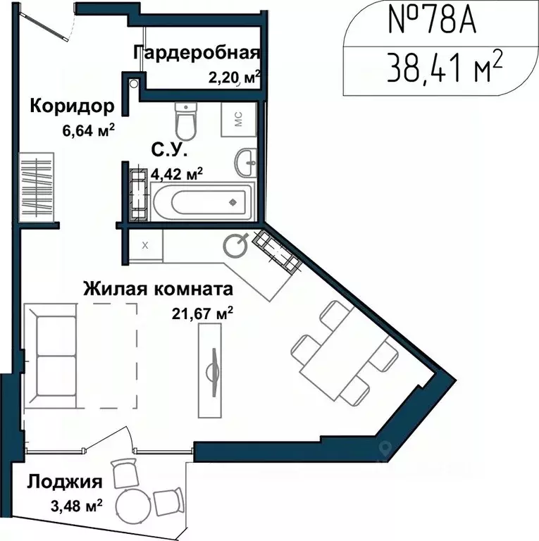 Студия Севастополь ул. Летчиков, 10 (38.1 м) - Фото 0