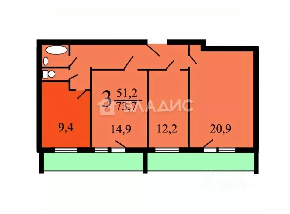 3-к кв. Москва ул. Академика Комарова, 3 (74.4 м) - Фото 1