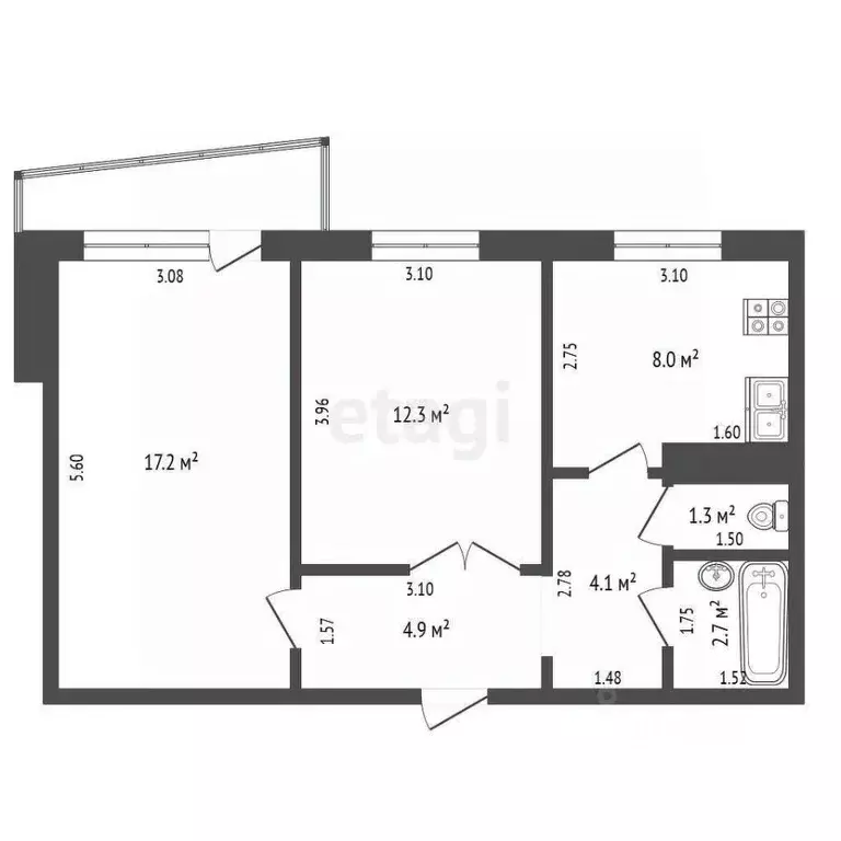 2-к кв. Оренбургская область, Оренбург ул. Ткачева, 79 (50.5 м) - Фото 1