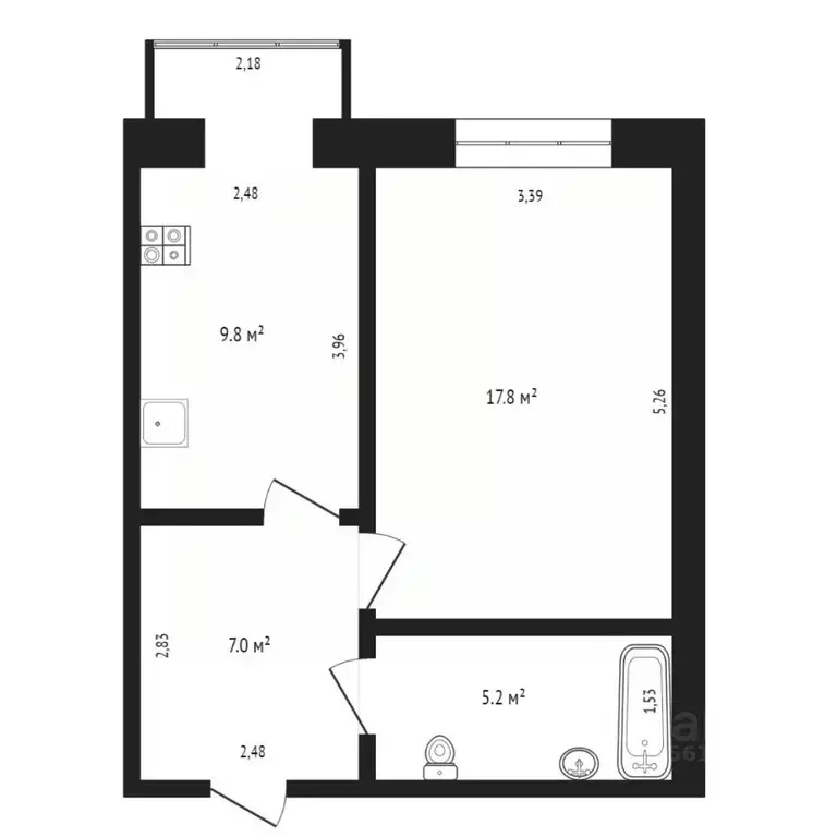 1-к кв. Тюменская область, Тюмень ул. Московский Тракт, 85 (41.5 м) - Фото 1