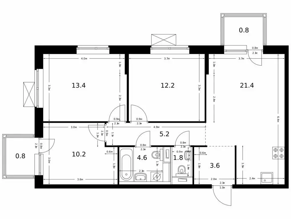 3-комнатная квартира: Благовещенск, жилой комплекс Зея Парк, 3 (74 м) - Фото 0