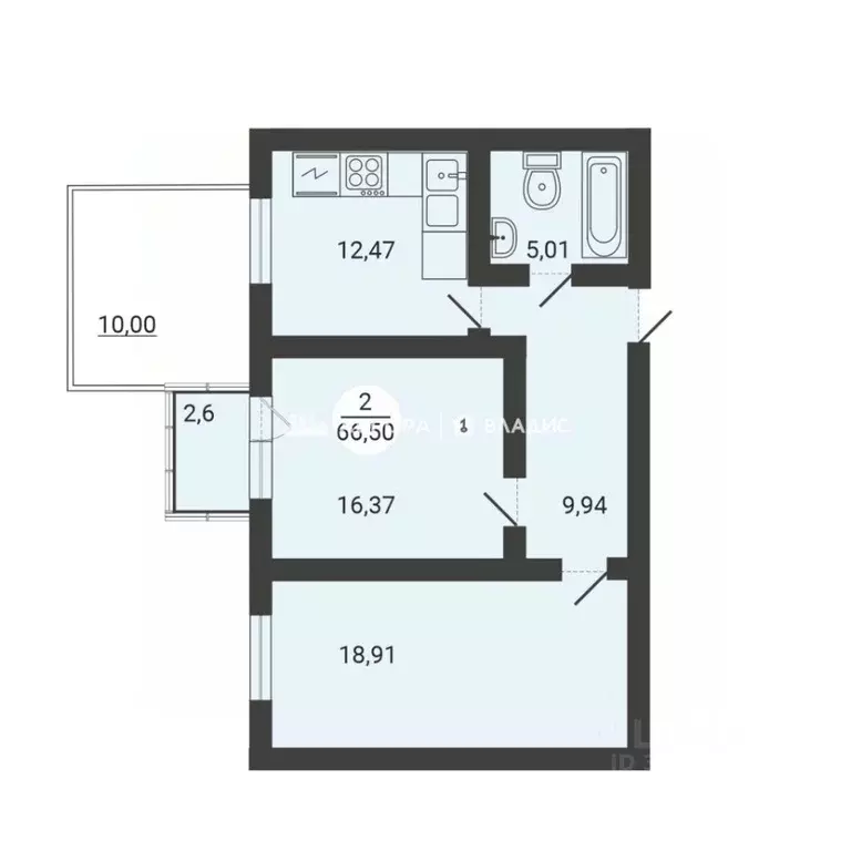2-к кв. Челябинская область, Магнитогорск ул. Зеленый Лог, 67/2 (66.5 ... - Фото 2