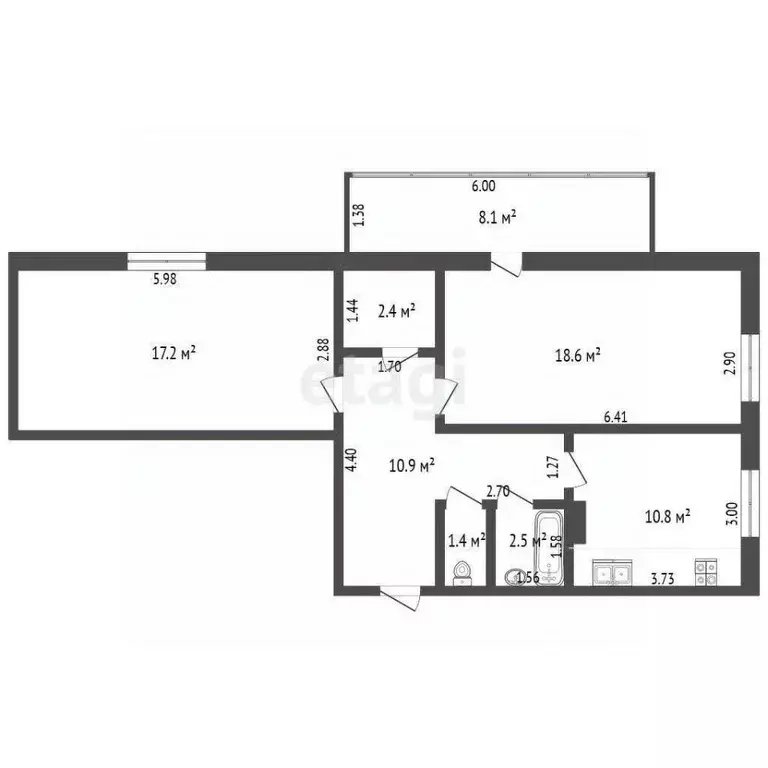 2-к кв. Саха (Якутия), Жатай городской округ, Жатай рп ул. ... - Фото 2
