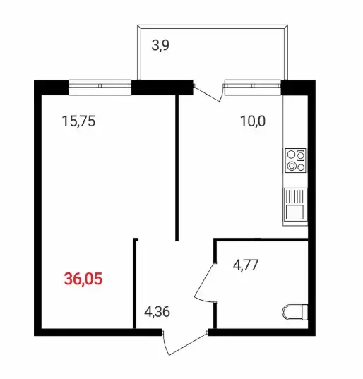 Продаётся 1-к квартира, 36.05 м - Фото 0
