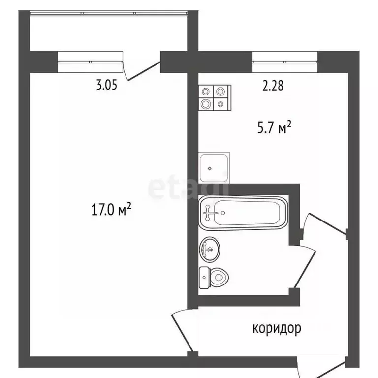 1-к кв. Камчатский край, Петропавловск-Камчатский просп. Рыбаков, 34 ... - Фото 2