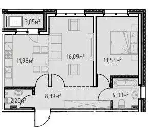 2-к кв. Иркутская область, Иркутск ул. Мира, 34 (59.23 м) - Фото 1