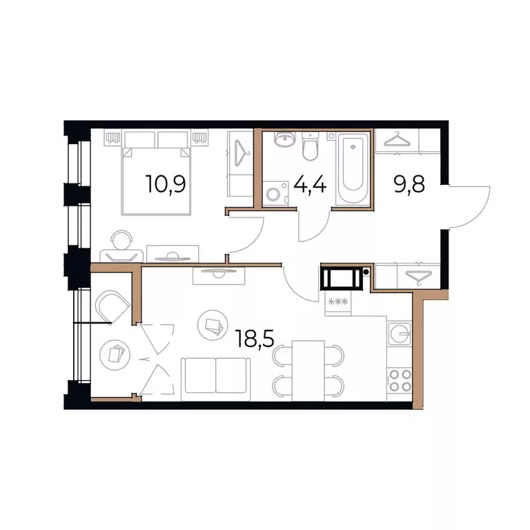 1-комнатная квартира: Череповец, Рыбинская улица, 69 (45 м) - Фото 1