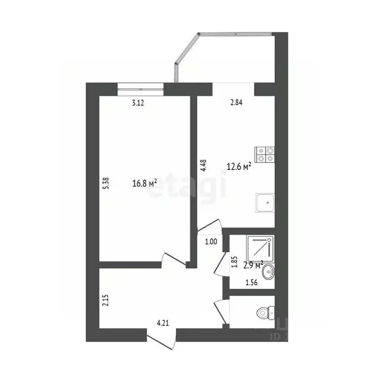1-к кв. Тюменская область, Тюмень ул. Мельникайте, 138А/1 (44.0 м) - Фото 2
