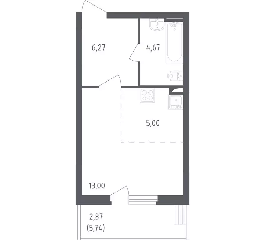 Квартира-студия: посёлок городского типа Жилино-1, 2-й квартал, 1к1 ... - Фото 1
