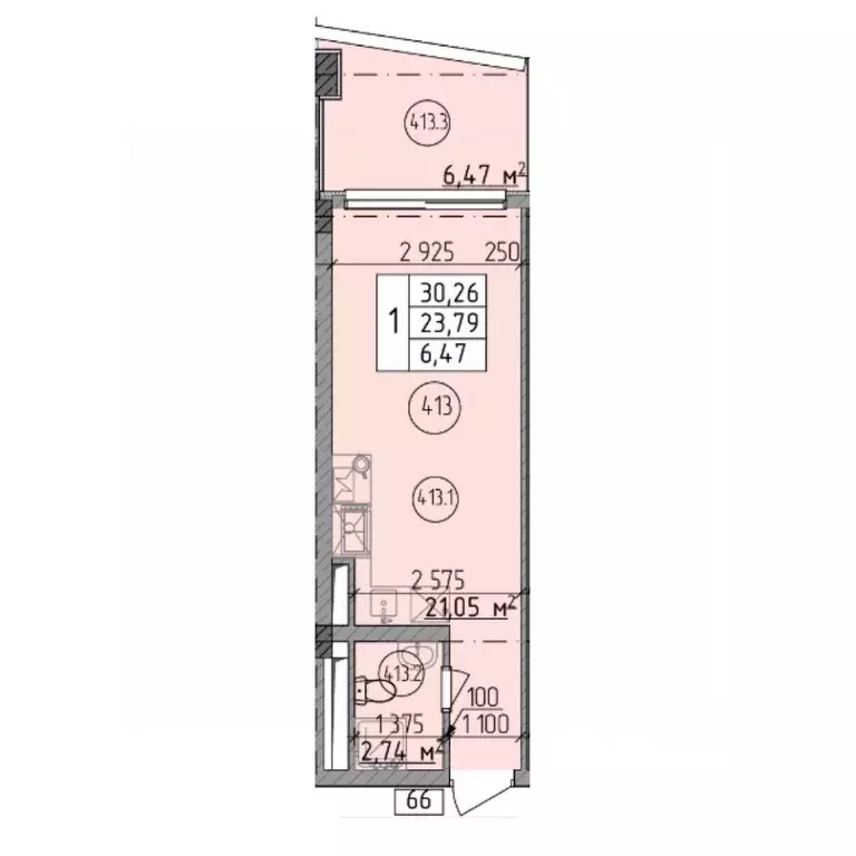 Студия Севастополь ул. Парковая, 5 (30.26 м) - Фото 1