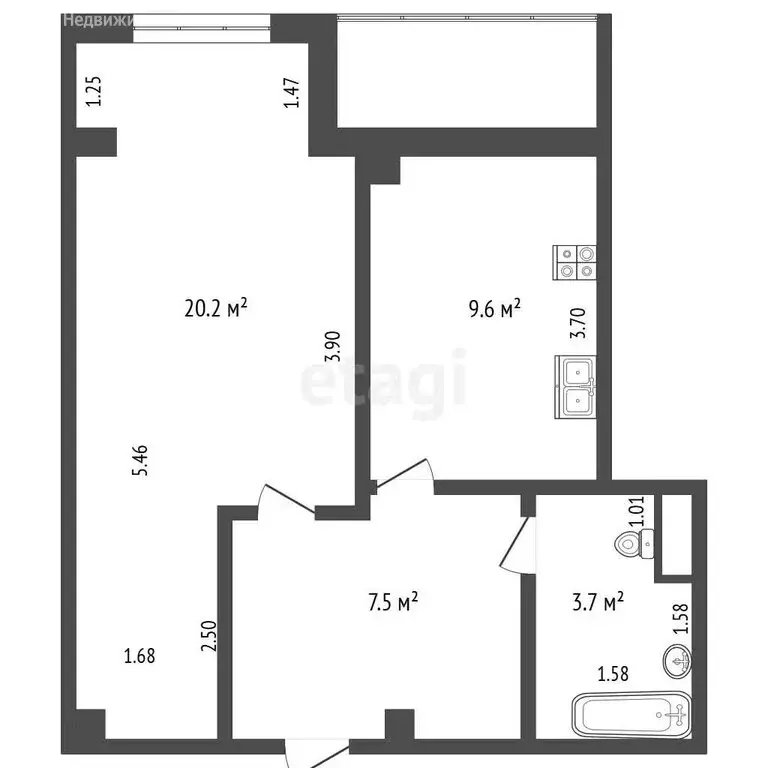 1-комнатная квартира: Якутск, улица Фёдора Попова, 23 (41.5 м) - Фото 1